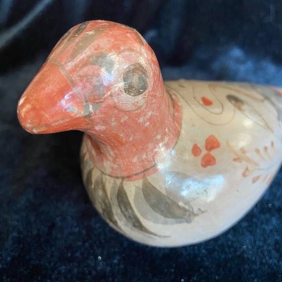 Tonala Mexico Pottery Folk Art Hand Painted Bird Brown Gray Blue White 7” - Picture 4 of 9